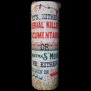 20oz Stainless Steel Skinny Christmas Tumbler w/ straw